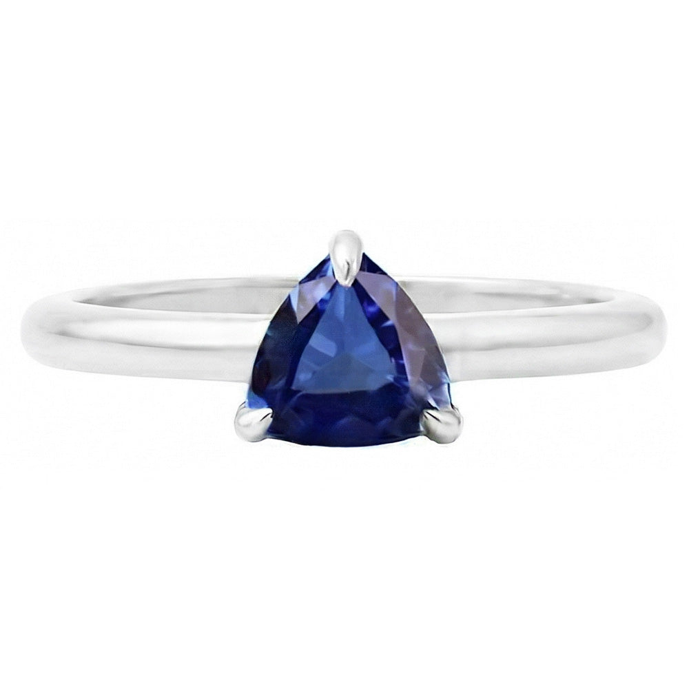 Ceylon Saphir Solitaire Trillion Shaped Ring 1 Karat Schmuck Gold