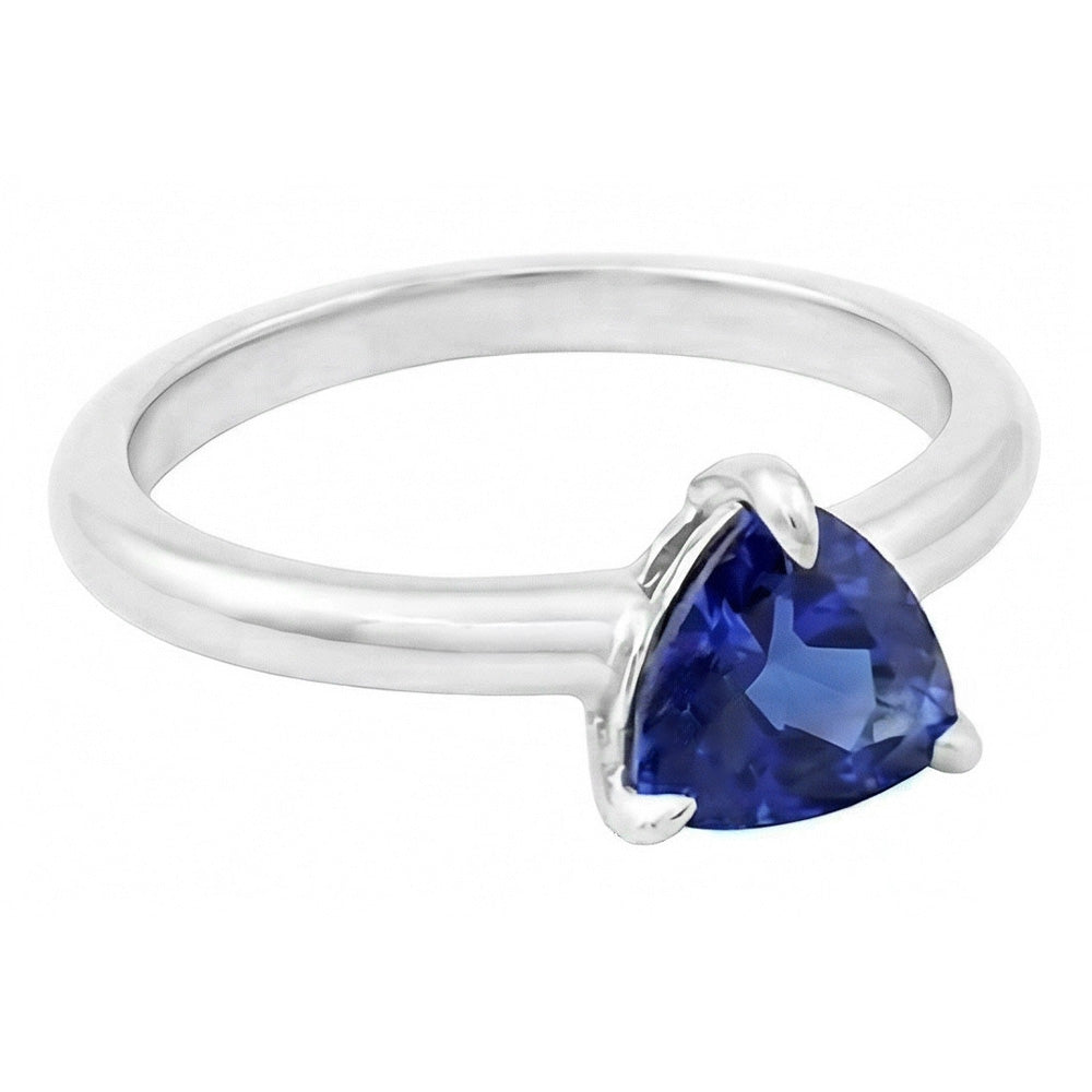 Ceylon Saphir Solitaire Trillion Shaped Ring 1 Karat Schmuck Gold