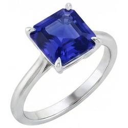 Ceylon Saphir Solitär Ring Asscher Cut 2 Karat Damenschmuck