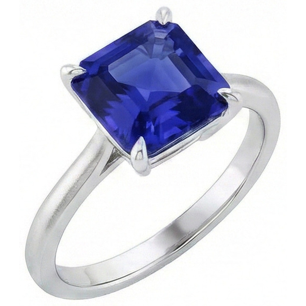 Ceylon Saphir Solitär Ring Asscher Cut 2 Karat Damenschmuck
