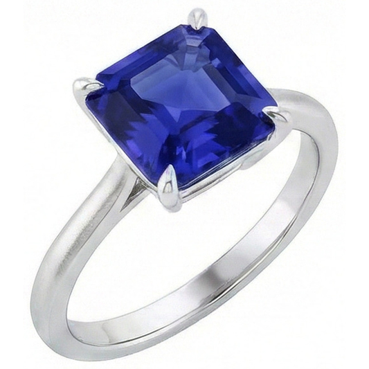 Ceylon Saphir Solitär Ring Asscher Cut 2 Karat Damenschmuck