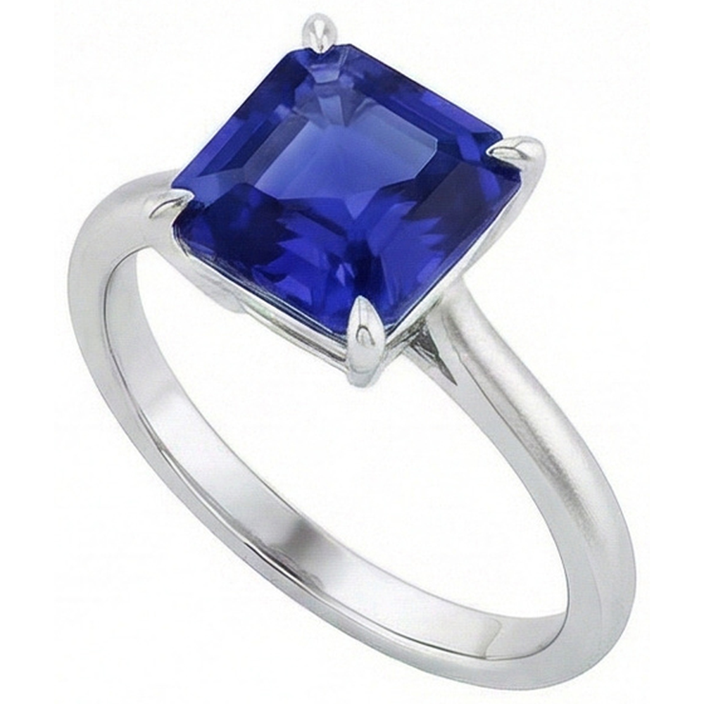 Ceylon Saphir Solitär Ring Asscher Cut 2 Karat Damenschmuck