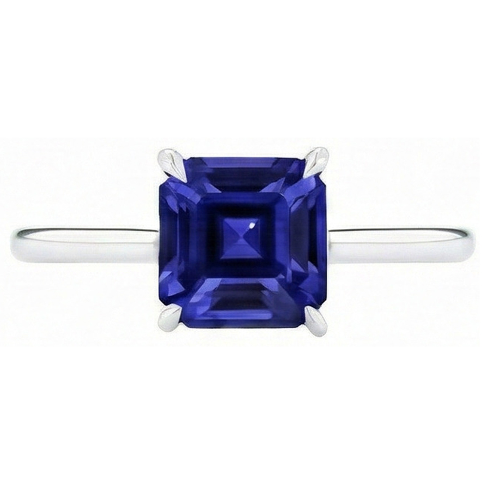Ceylon Saphir Solitär Ring Asscher Cut 2 Karat Damenschmuck