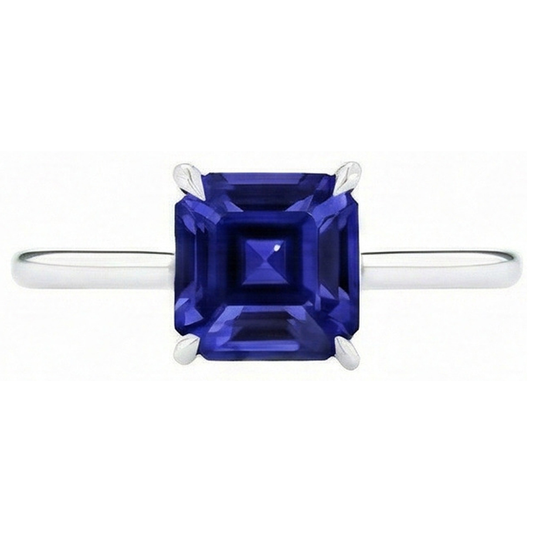 Ceylon Saphir Solitär Ring Asscher Cut 2 Karat Damenschmuck