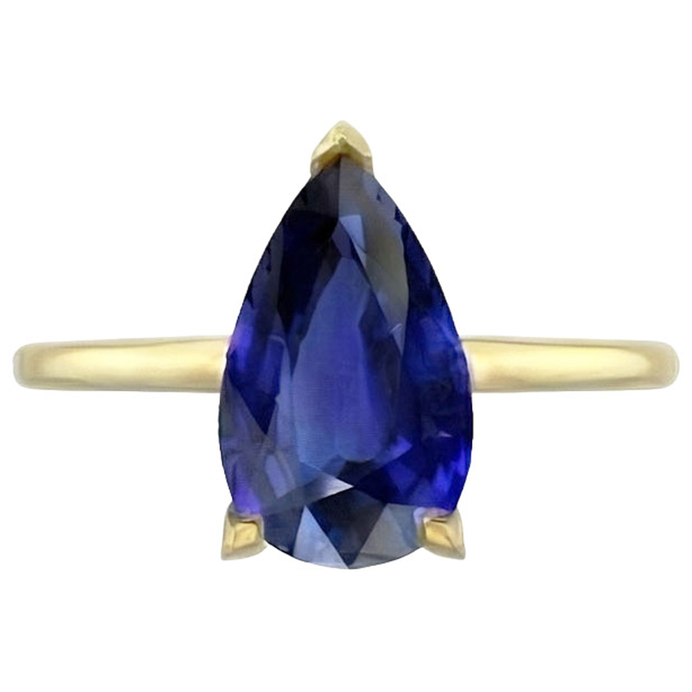 Ceylon Saphir Solitär Ring Tropfenform Birne 3,50 Karat