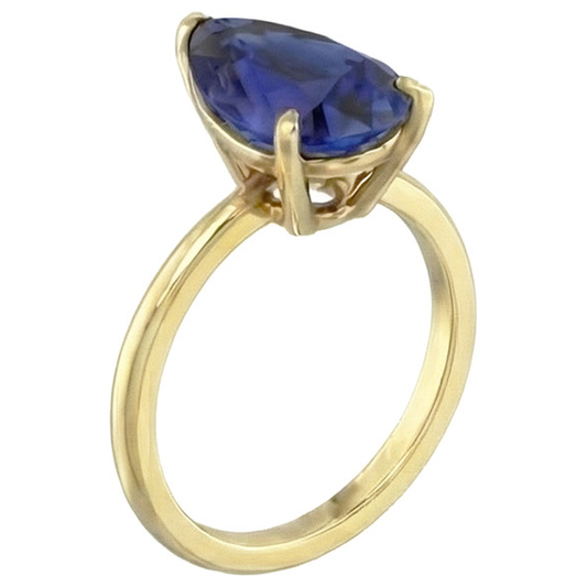 Ceylon Saphir Solitär Ring Tropfenform Birne 3,50 Karat