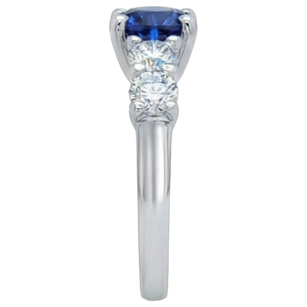Ceylon Saphir & Aus der Erde Abgebauter Natürlicher Diamanten Edelstein Ring 2.90 Karat Weißgold 14K