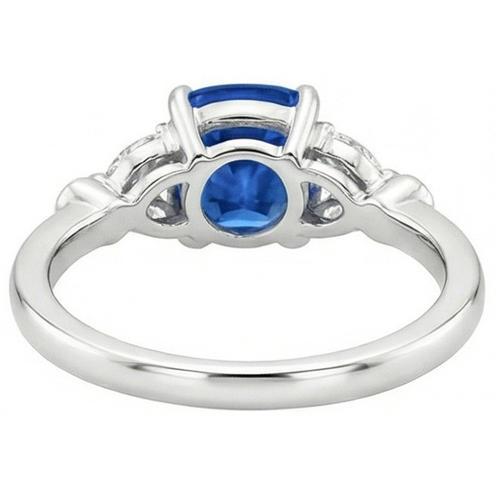 Ceylon Saphir mit Aus der Erde Abgebauter Natürlicher Diamanten 2.70 ct Ring Weißgold 14K