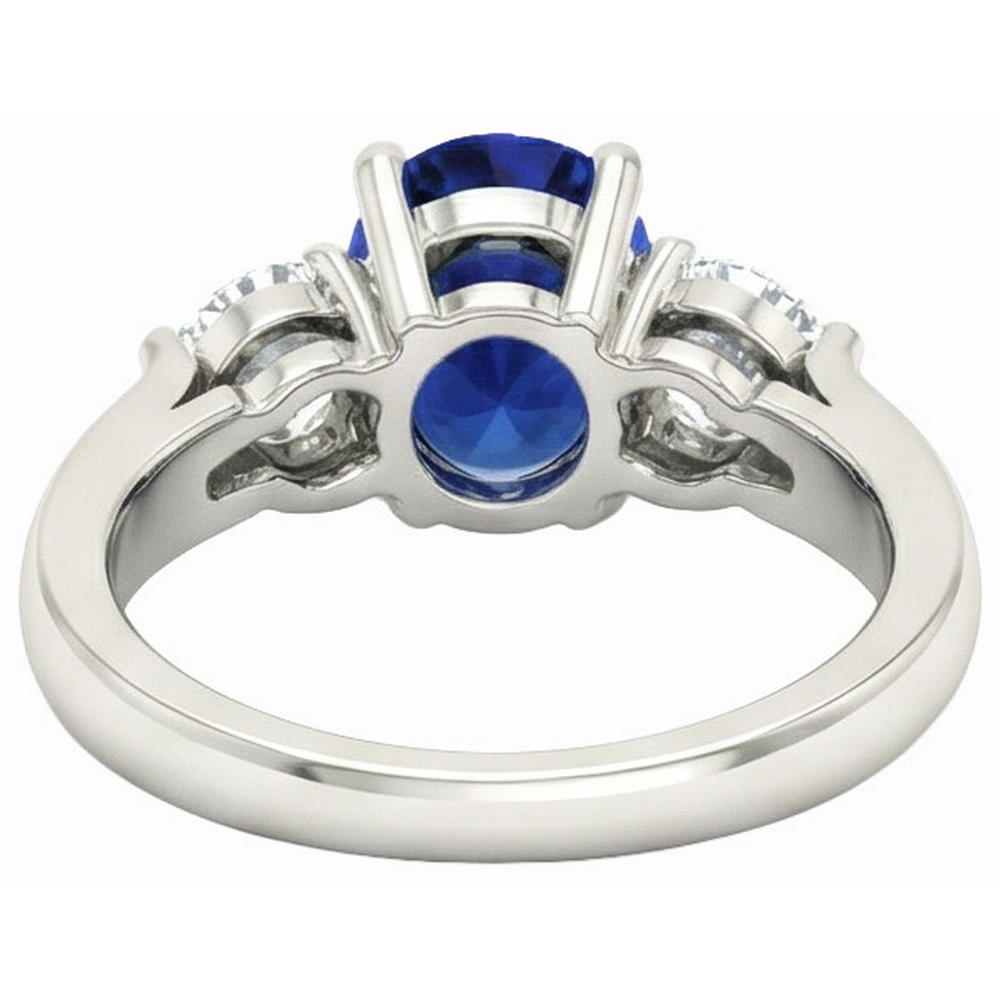 Ceylon Saphir mit Aus der Erde Abgebauter Natürlicher Diamanten 3 Karat Ring Weißgold