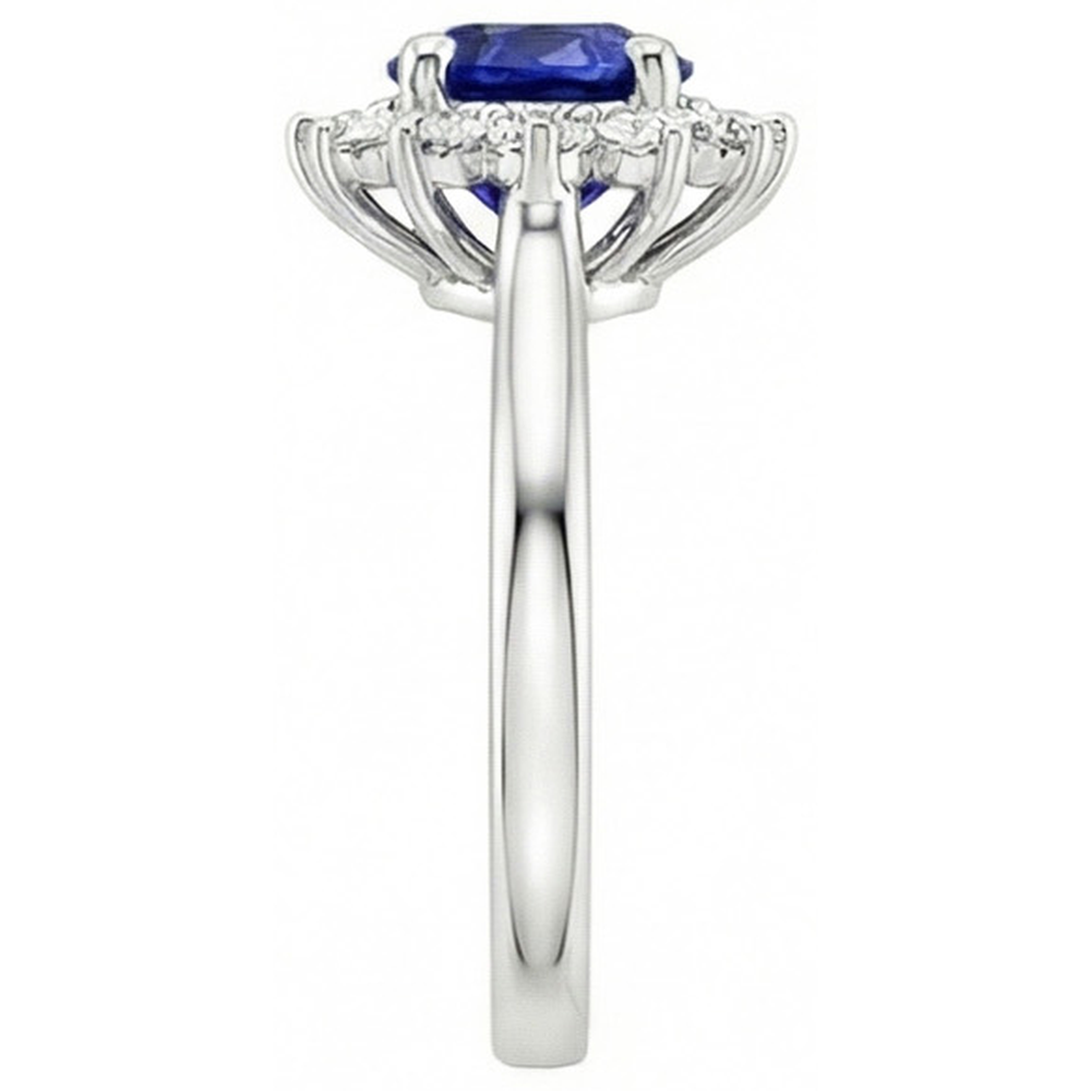 Ceylon Saphir und Aus der Erde Abgebauter Natürlicher Diamanten 2.20 Karat Ring Weißgold 14K