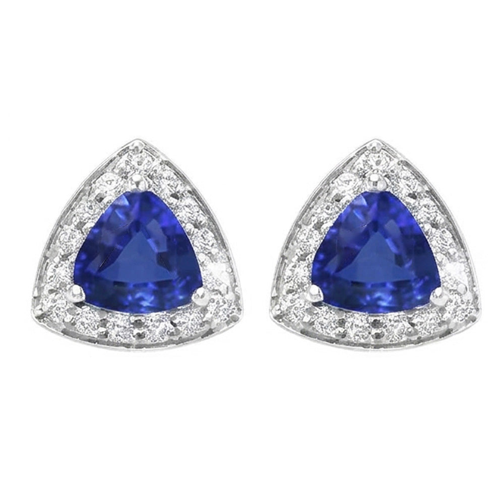 Ceylon Saphir und Aus der Erde Abgebauter Natürlicher Diamanten 6.60 Karat Ohrstecker Weißgold 14K