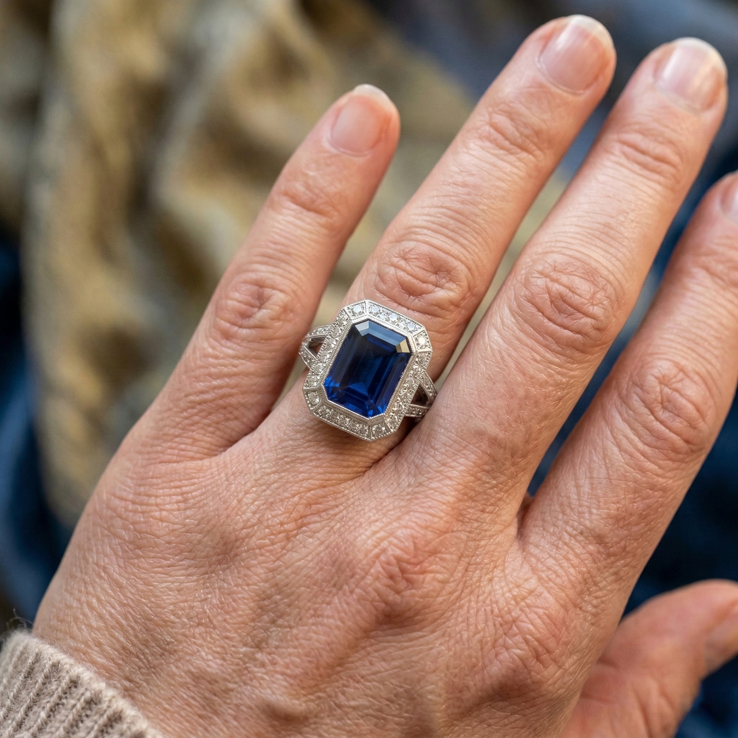 Ceylon Blue Sapphire Aus der Erde Abgebauter Natürlicher Diamants 5.36 Karat Ring Naturedelstein Neu