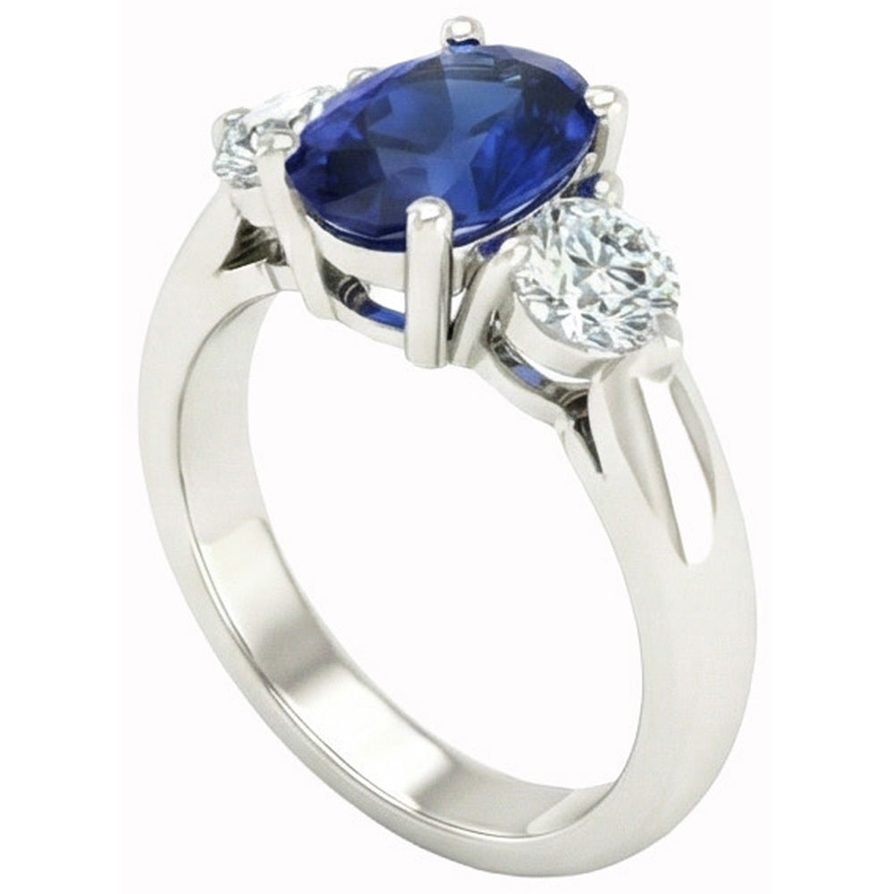 Ceylon Saphir mit Aus der Erde Abgebauter Natürlicher Diamanten 3 Karat Ring Weißgold
