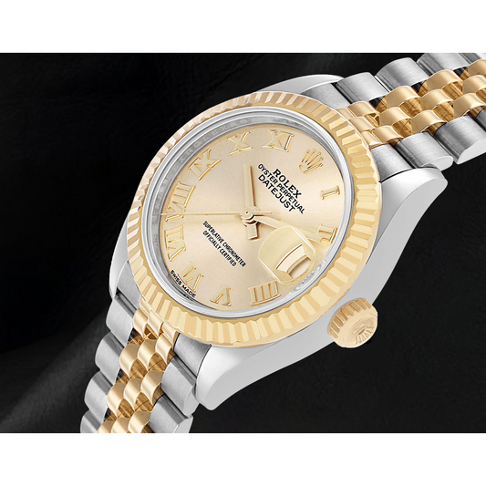 Rolex Datejust Damenuhr, 26 mm, Bicolor, mit römischem Zifferblatt, 179173