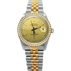 Champagner-Stock-Zifferblatt, Diamant-Lünette, Datumsanzeige, Rolex SCHNELLES SETZEN