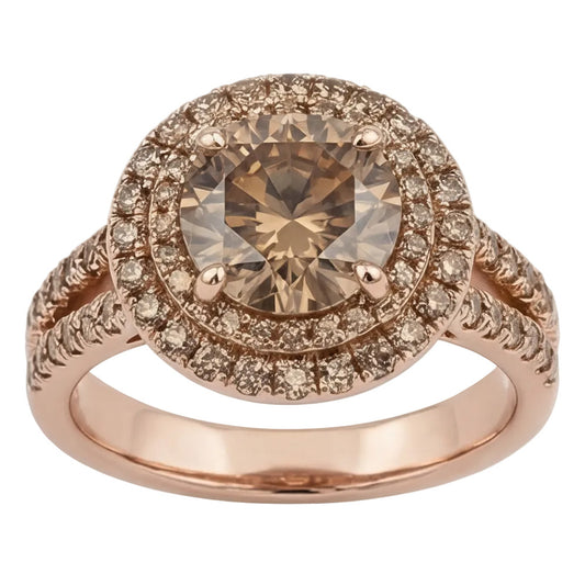 Champagner Wüsten-Diamant Brautring – Edler Diamant 4 Karat 14
