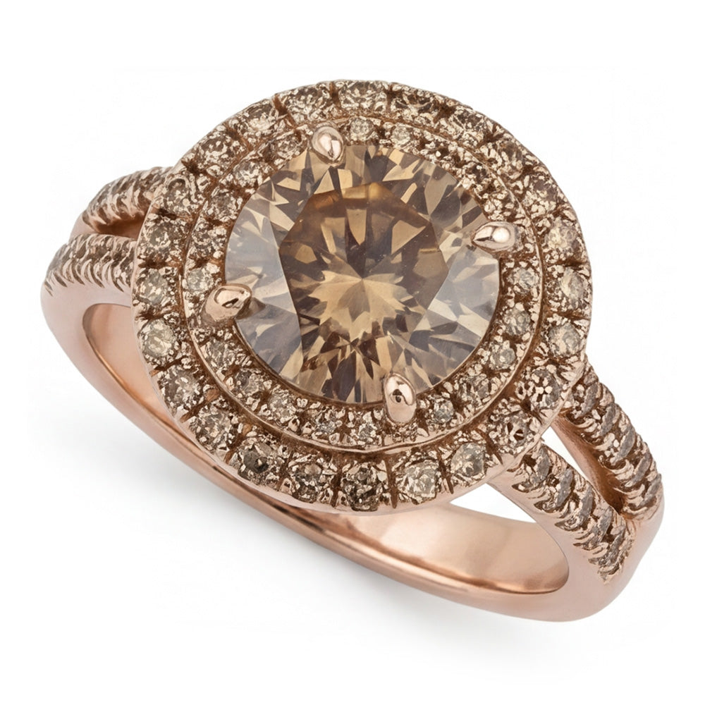 Champagner Wüsten-Diamant Brautring – Edler Diamant 4 Karat 14