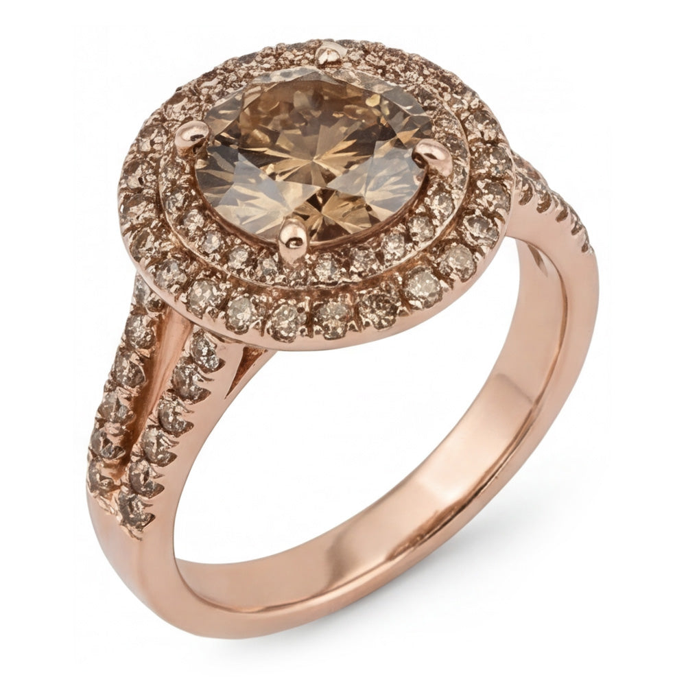Champagner Wüsten-Diamant Brautring – Edler Diamant 4 Karat 14