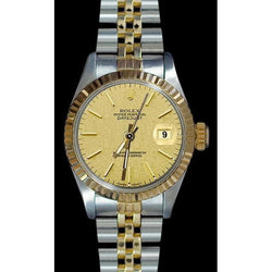 Champagner Stick Dial Datejust Damenuhr Rolex Edelstahl & Gold Jubiläum