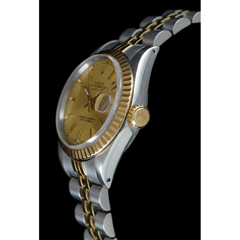 Champagner Stick Zifferblatt Datejust Damen Rolex Edelstahl & Gold Jubilee Rolle