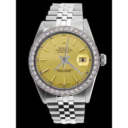 Champagner Stick Zifferblatt Datejust Herrenuhr Edelstahl Rolex SCHNELLES EINSTELLEN