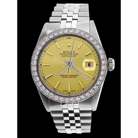 Champagner Stick Zifferblatt Datejust Herrenuhr Edelstahl Rolex SCHNELLES EINSTELLEN
