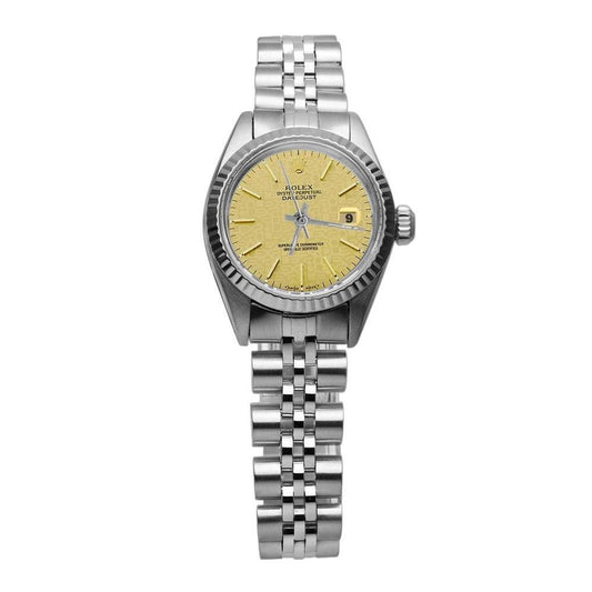 Champagner Stick Zifferblatt Rolex Date Just Betrachten Edelstahl Jubilee Armband
