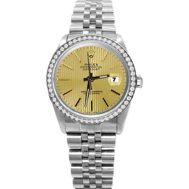 Champagner Stick Zifferblatt Rolex Date Just Edelstahl Datejust Uhr SCHNELLES EINSTELLEN
