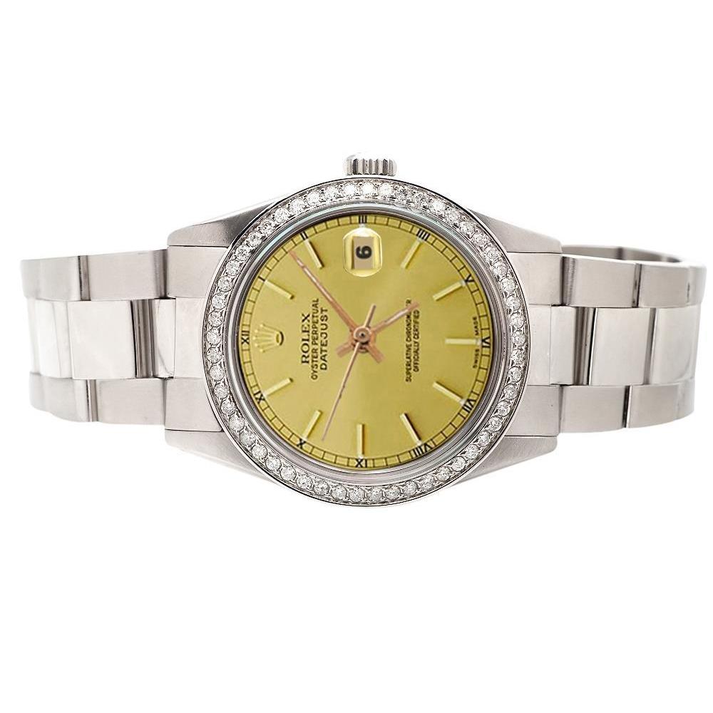 Champagner Stick Zifferblatt Rolex Datejust Uhr Edelstahl Oyster Armband SCHNELLES EINSTELLEN
