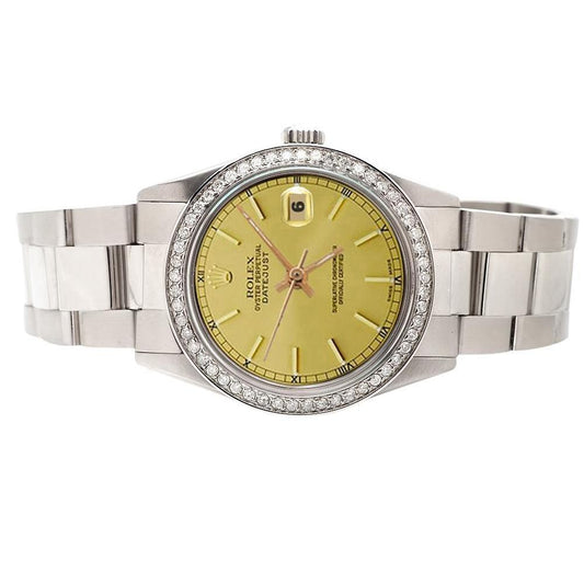 Champagner Stick Zifferblatt Rolex Datejust Uhr Edelstahl Oyster Armband SCHNELLES EINSTELLEN
