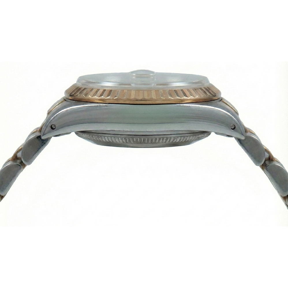 Champagnerfarbenes Zifferblatt, Rolex Date Just Edelstahl und gelbe Damenuhr