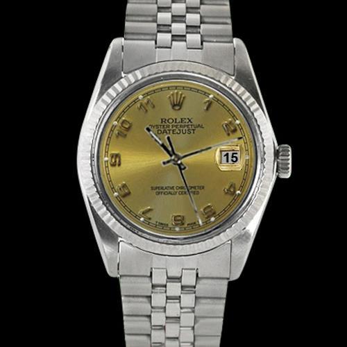 Champagnerfarbenes arabisches Zifferblatt Edelstahl Jubilee Lünette Rolex Herrenuhr Datejust SCHNELLES EINSTELLEN
