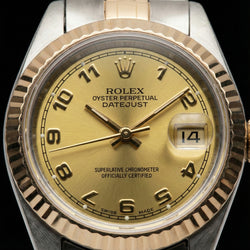 Champagnerfarbenes arabisches Zifferblatt, Edelstahl und Gelbgold, Jubilee Dame Rolex Datejust