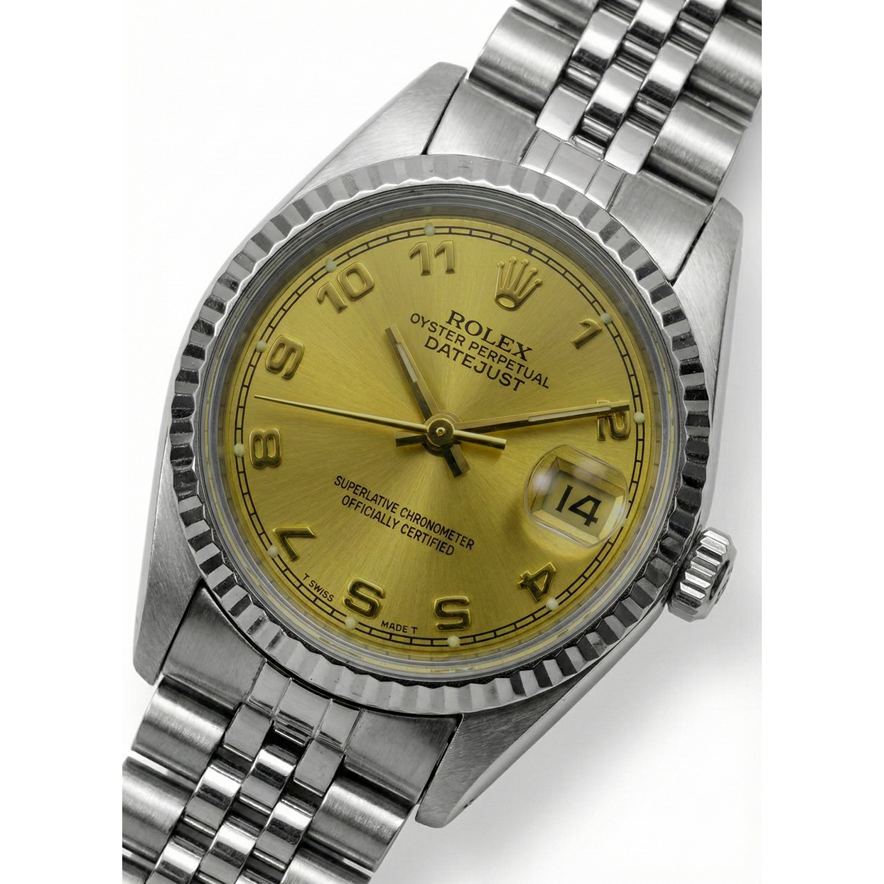 Champagnerfarbenes arabisches Zifferblatt, Rolex Edelstahl Datejust Damenuhr