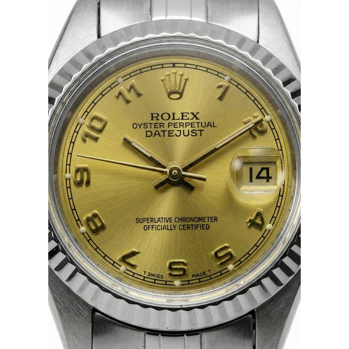 Champagnerfarbenes arabisches Zifferblatt, Rolex Edelstahl Datejust Damenuhr