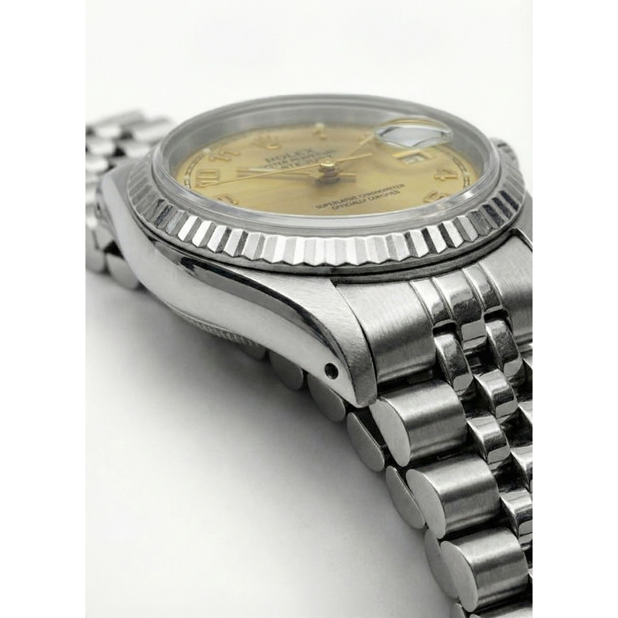 Champagnerfarbenes arabisches Zifferblatt, Rolex Edelstahl Datejust Damenuhr