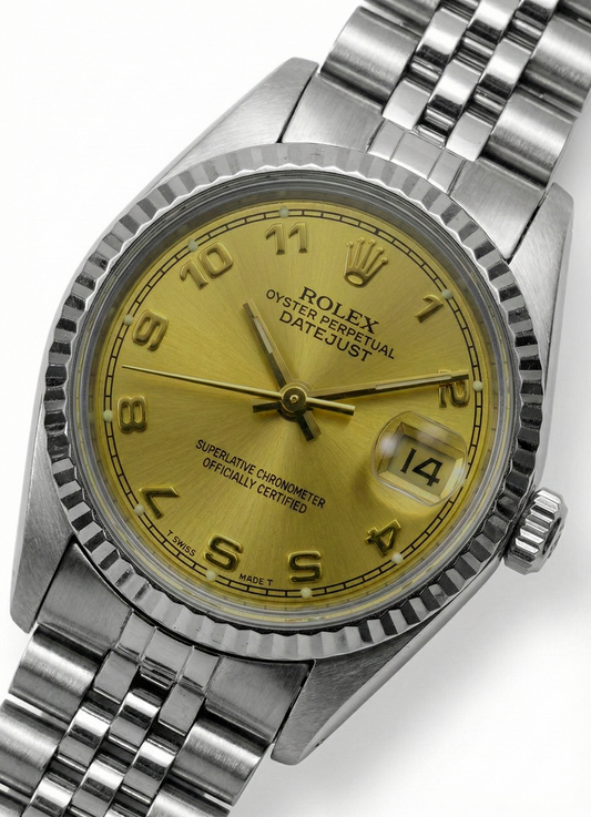 Champagnerfarbenes arabisches Zifferblatt, Rolex Edelstahl Datejust Damenuhr