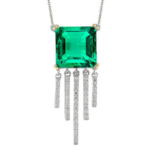 Kolumbianischer Smaragd Stein-Halskette 3,50-Karat Bicolor 14K Gold – Hauptansicht
