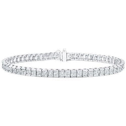 Channel Set Armband 8.55 Karat Princess Cut Echt Diamanten WG 14K