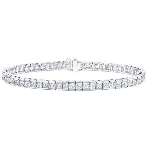 Channel Set Armband 8.55 Karat Princess Cut Echt Diamanten WG 14K