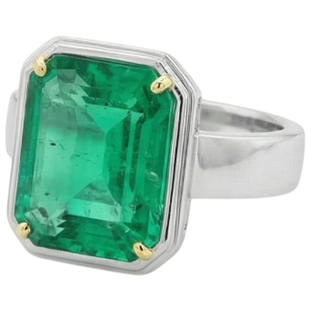 Premium Edler Smaragd Farbstein-Ring 4 Karat – Draufsicht