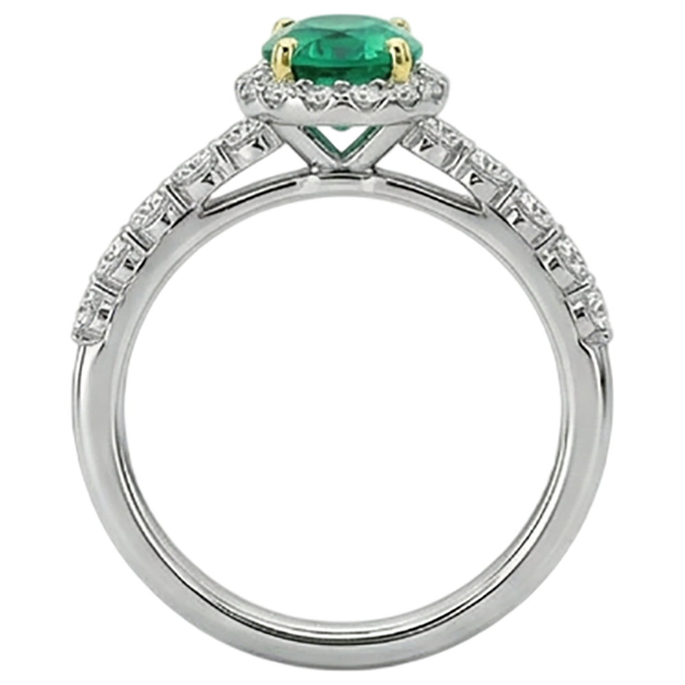 Smaragd Oval Farbstein-Ring in Bicolor 14K Gold – Rückansicht