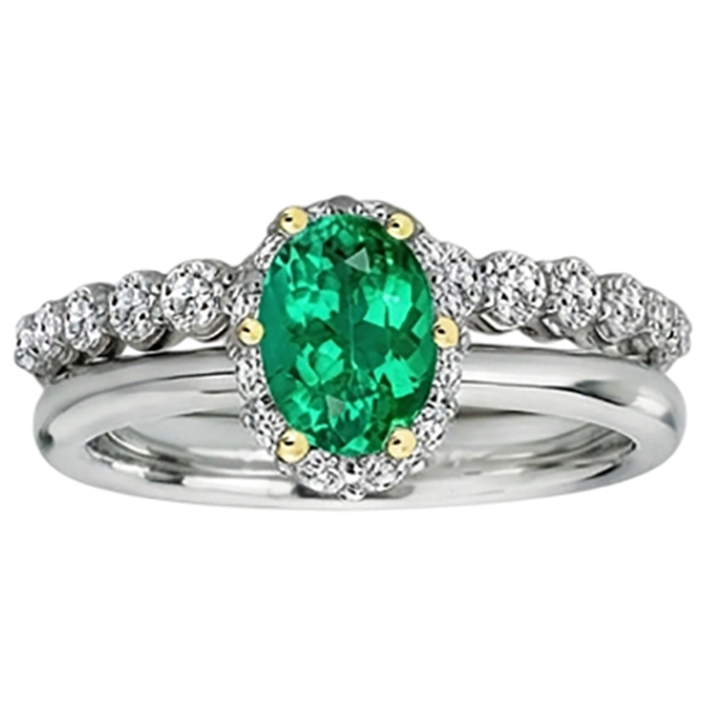 Authentischer Smaragd Farbstein-Ring – Frontansicht