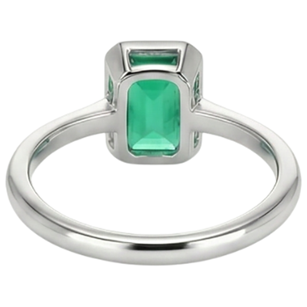 Echter Smaragd Edelstein-Ring 2 Karat 14K Weißgold – Alternative Ansicht