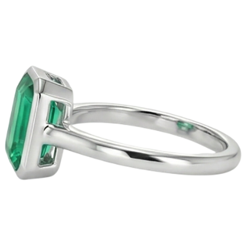 Smaragd-Schliff Smaragd Ring in 14K Weißgold – Draufsicht