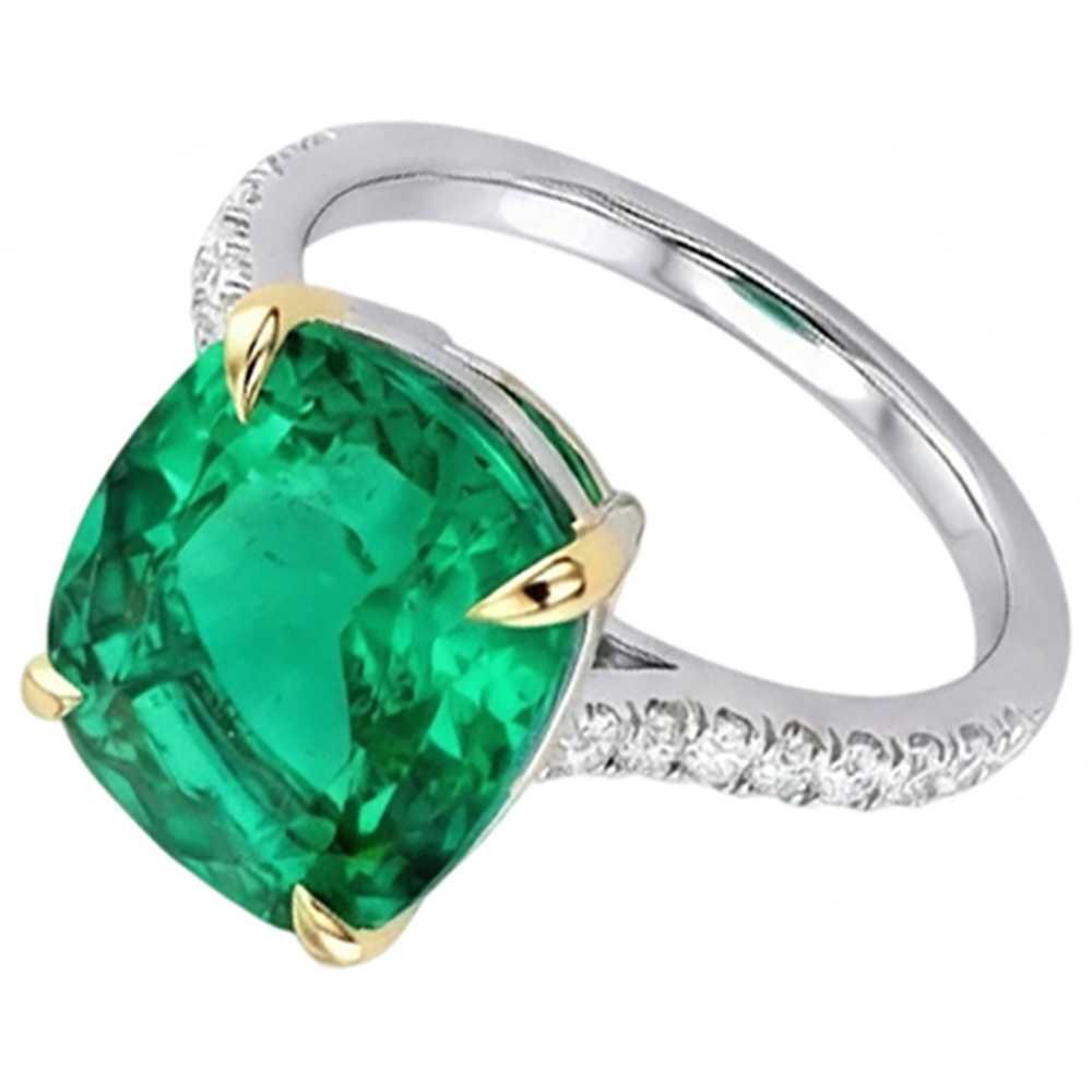 Brillanter Smaragd Edelstein-Ring 4 Karat – Schrägansicht