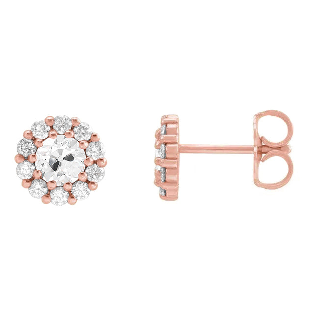 Ohrhänger 14 Karat Roségold mit Diamant – Frontansicht