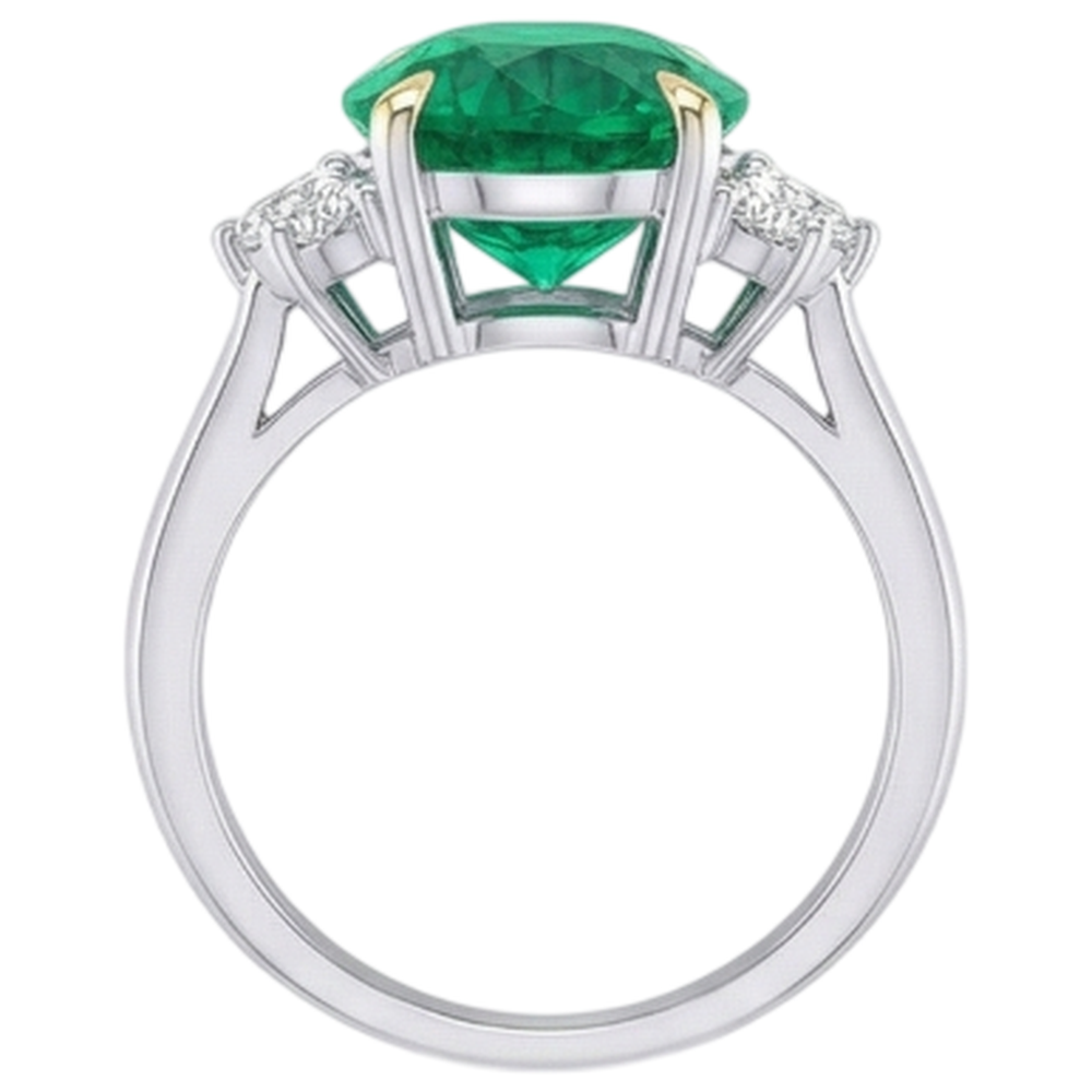 Kolumbianischer Smaragd Oval-Schliff Edelstein-Ring in Bicolor 14K Gold – Rückansicht