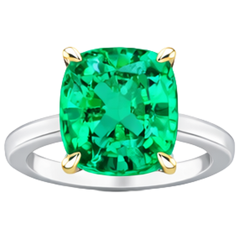 Farbstein-Ring Bicolor 14K Gold mit Smaragd – Draufsicht