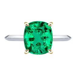Strahlender Smaragd Farbstein-Ring 3,50 Karat – Bicolor 14K Gold